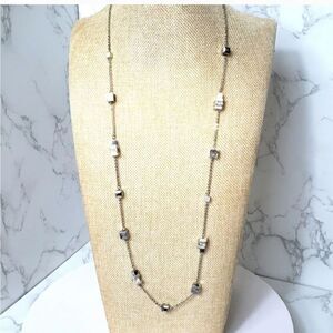 SILVER-TONE Cube Beaded Chain Necklace